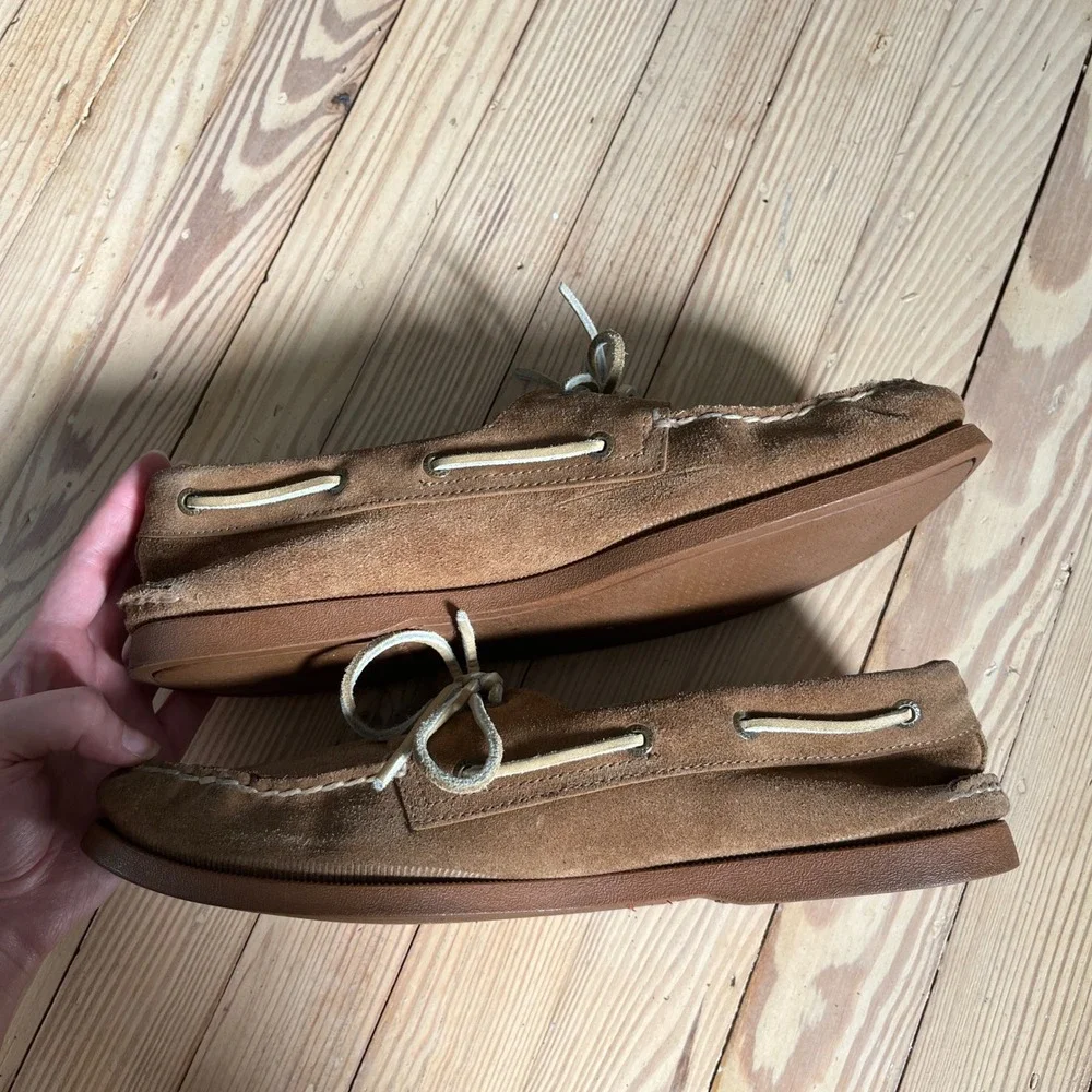 Sperry Top-Sider Boat Shoes Mens 13M Tan Suede 2-Eye Loafers casual preppy
